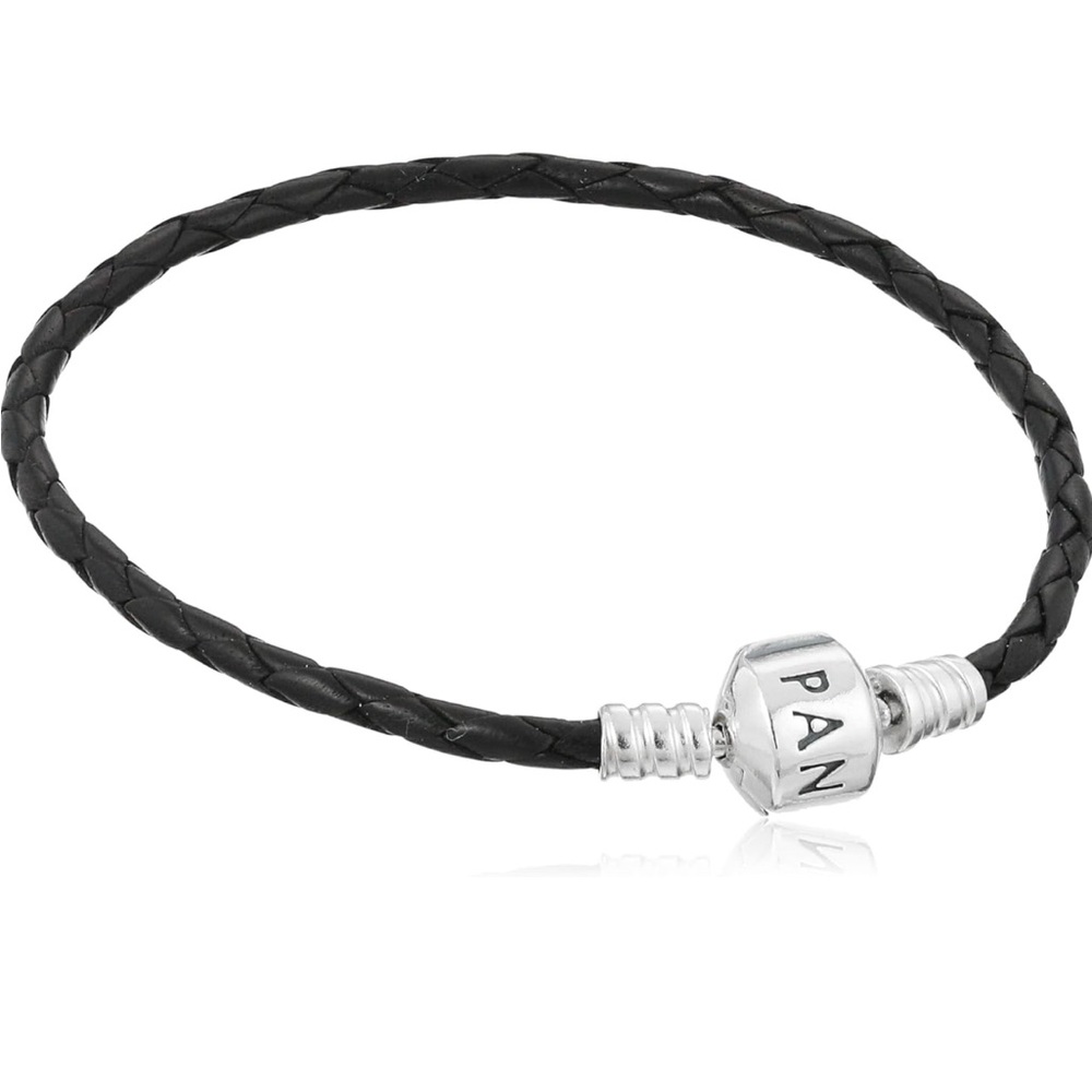 Pandora leather bracelet with 3 charms